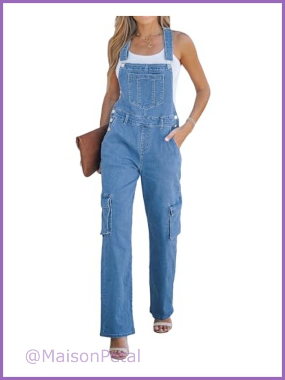 Wide Leg Bib Overalls Adjustable Straps Utility Denim Jumpsuit